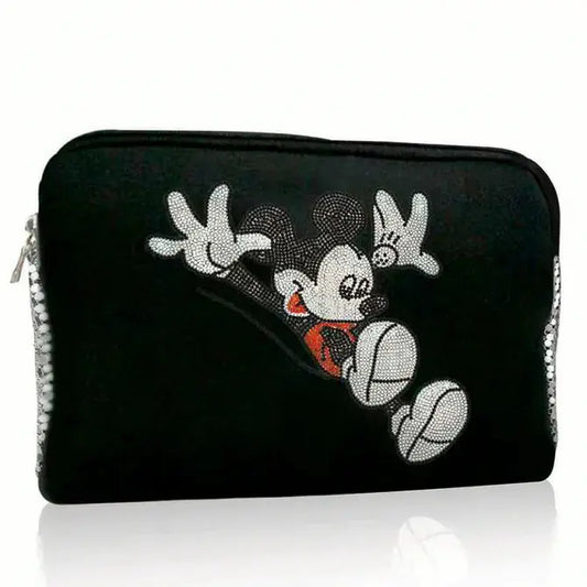 Mickey Mouse Black Neoprene & Silver Mesh Bag Pochette