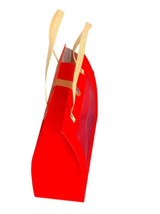 Red Gift Paper Bag With Gift Box inside and Handle