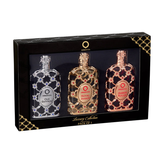 Orientica Luxury Collection 30ml EDP Amber Rouge + Royal Amber + Oud Saffron Gift Set