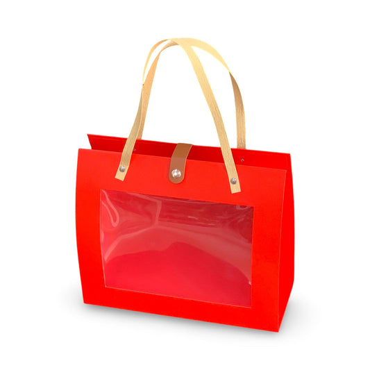 Red Gift Paper Bag With Gift Box inside and Handle